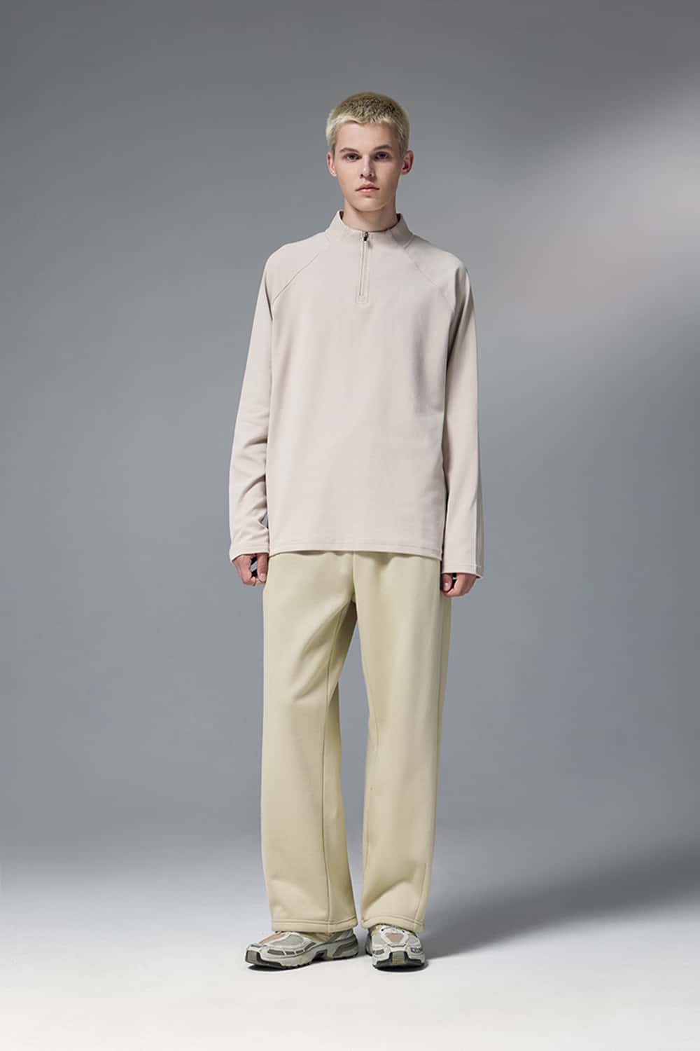 Premium Wide-Leg Fleece Pants - Light Khaki