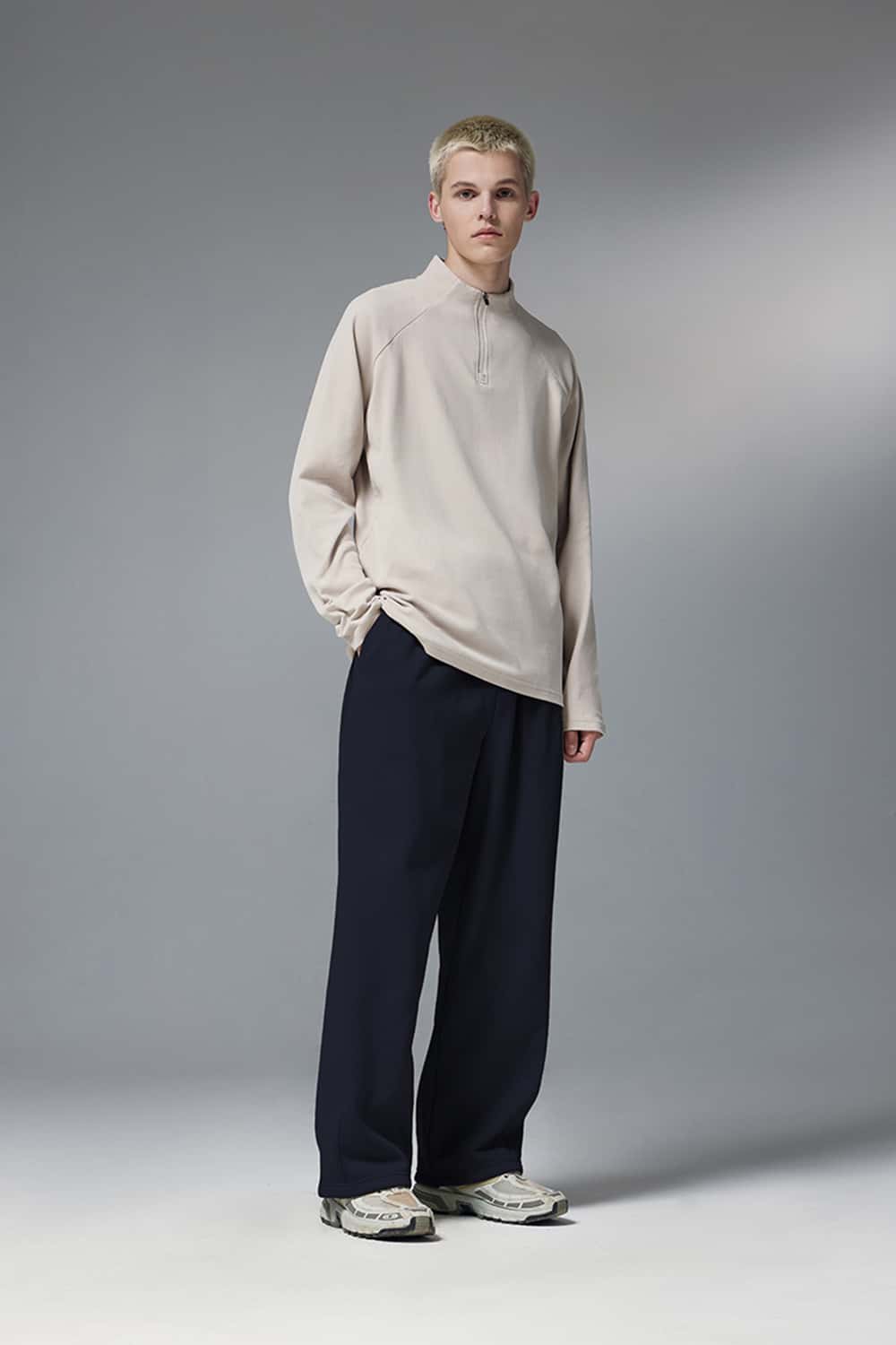 Premium Wide-Leg Fleece Pants - Navy Blue