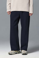 Premium Wide-Leg Fleece Pants - Navy Blue