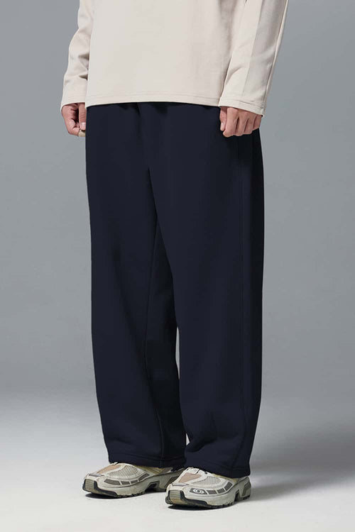 Premium Wide-Leg Fleece Pants - Navy Blue