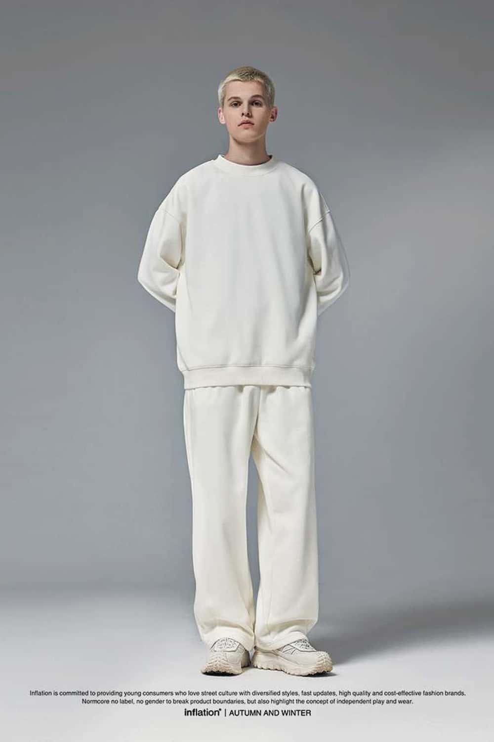 Premium Wide-Leg Fleece Pants - Off White