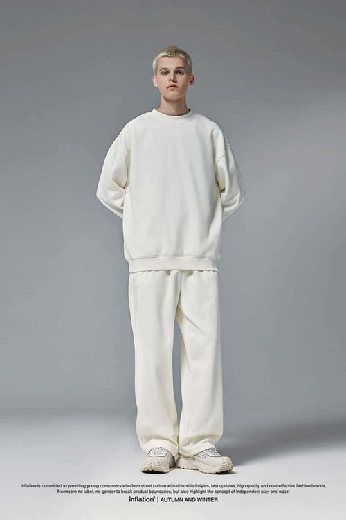 Premium Wide-Leg Fleece Pants - Off White