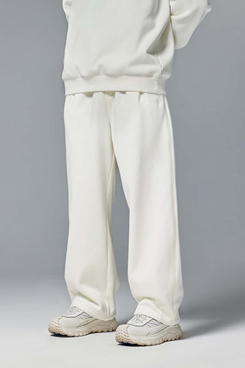 Premium Wide-Leg Fleece Pants - Off White