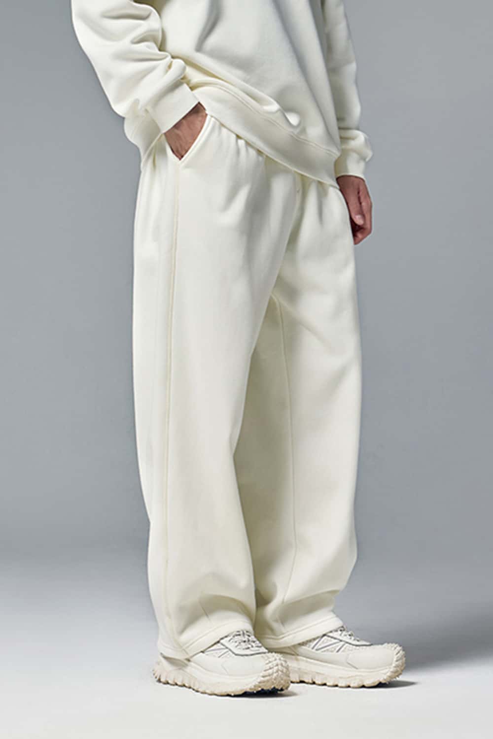 Premium Wide-Leg Fleece Pants - Off White