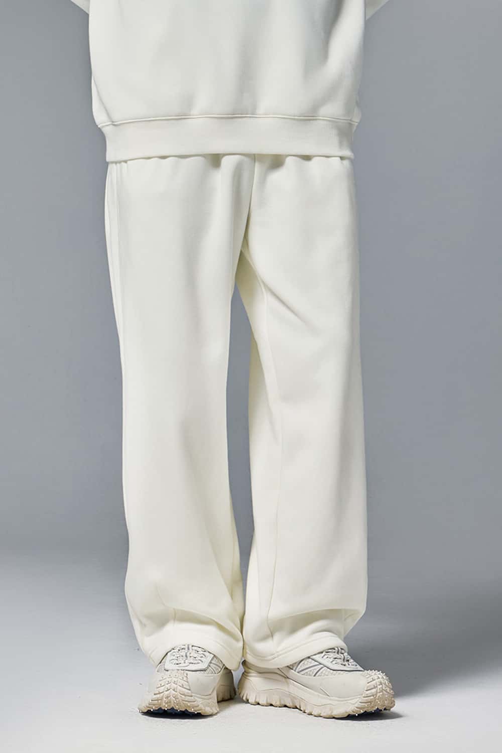 Premium Wide-Leg Fleece Pants - Off White