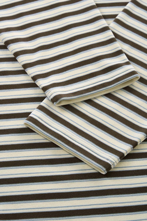 Striped Contrast Raglan Long-Sleeve Tee - Blue