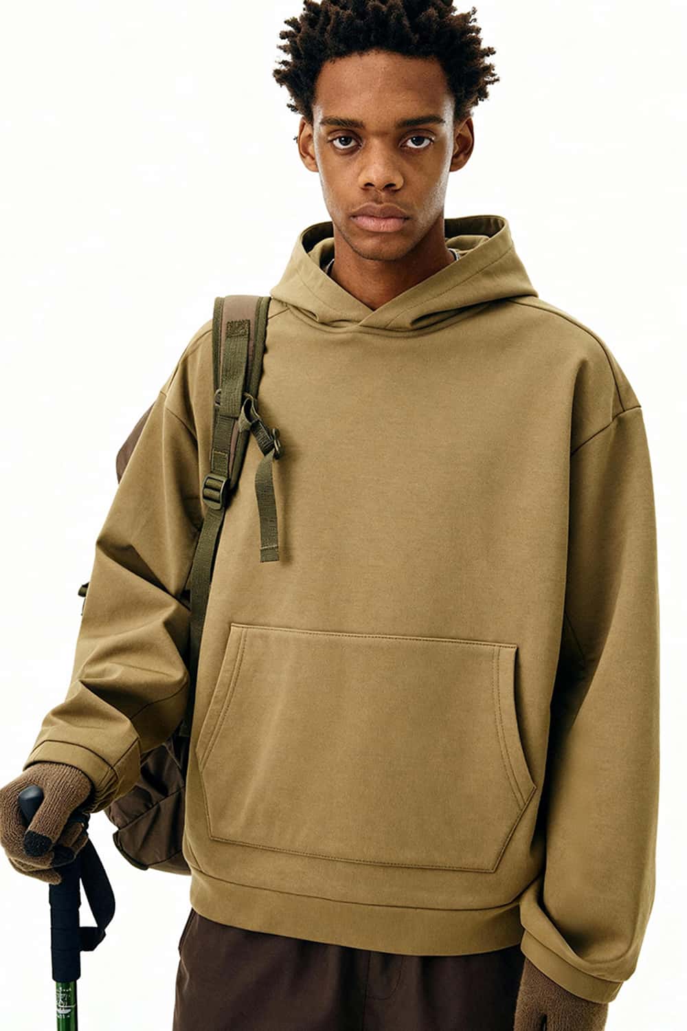 High-Stretch Heavyweight Fleece Hoodie - Mud Green