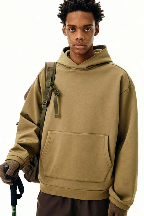 High-Stretch Heavyweight Fleece Hoodie - Mud Green
