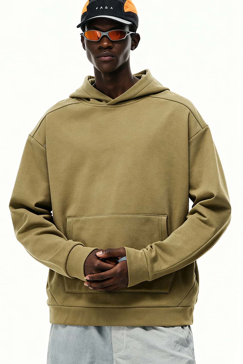 High-Stretch Heavyweight Fleece Hoodie - Mud Green