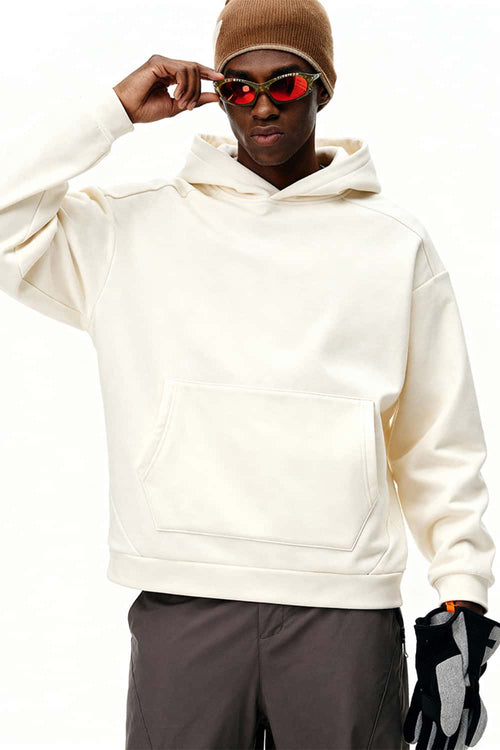 High-Stretch Heavyweight Fleece Hoodie - White