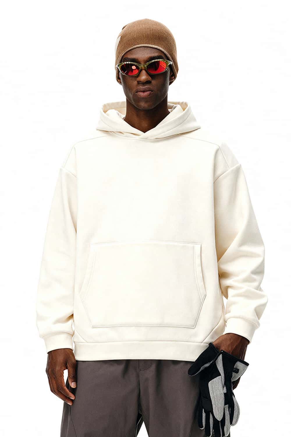 High-Stretch Heavyweight Fleece Hoodie - White