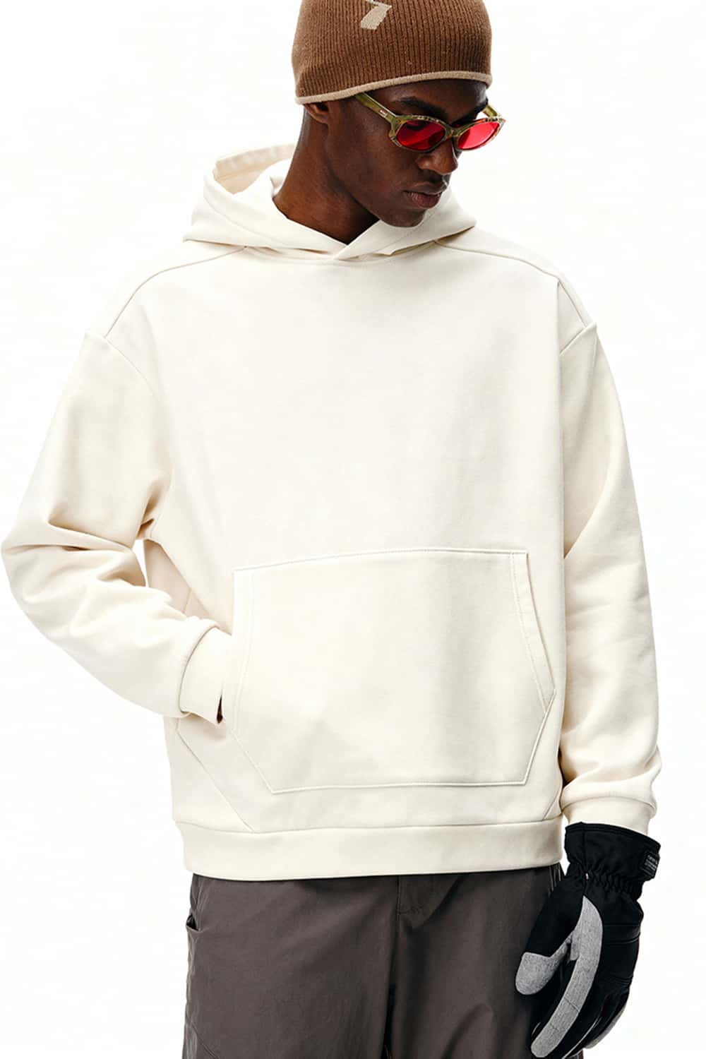 High-Stretch Heavyweight Fleece Hoodie - White
