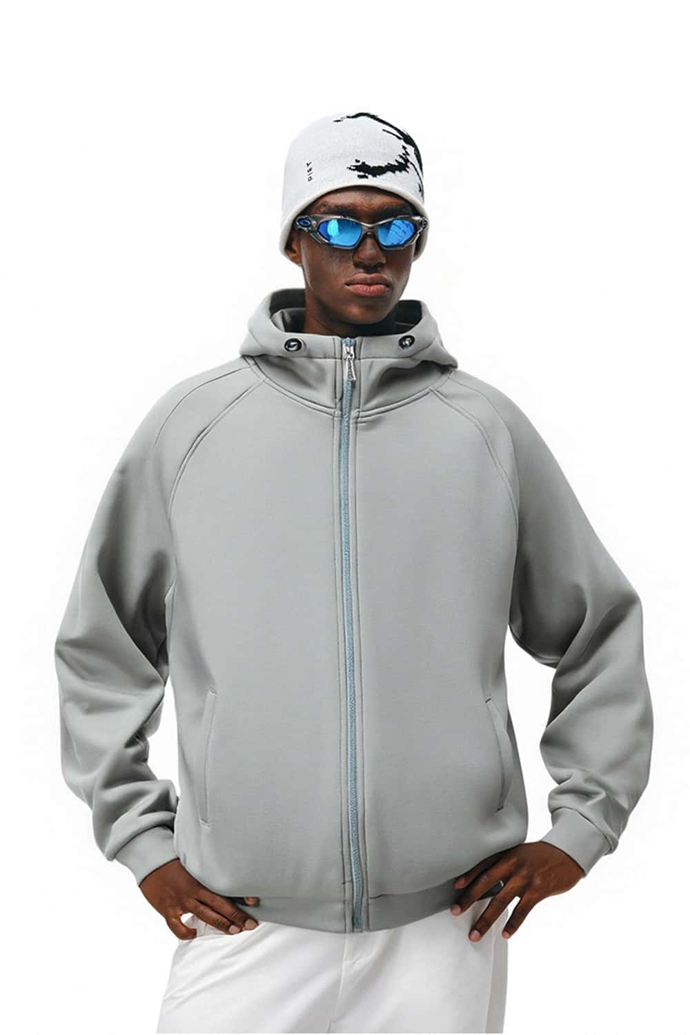 High-Stretch Windproof Hooded Jacket - Stone Gray