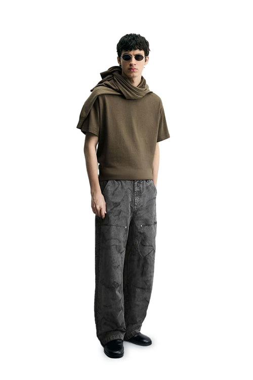 Ripple-Washed Utility Pants - Gray