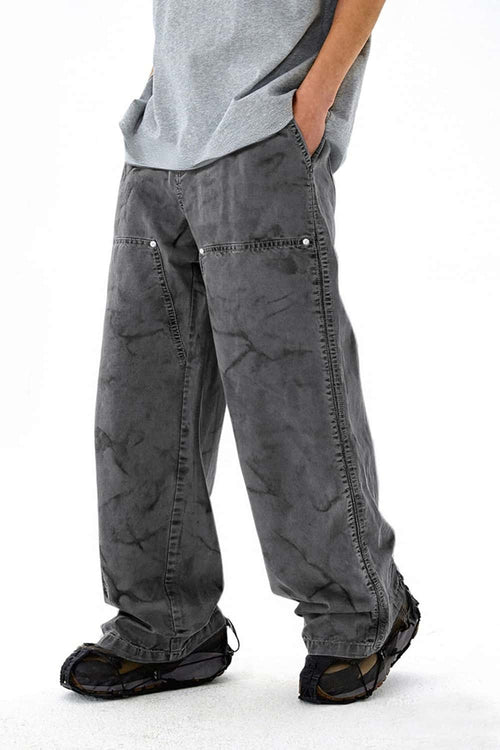 Ripple-Washed Utility Pants - Gray