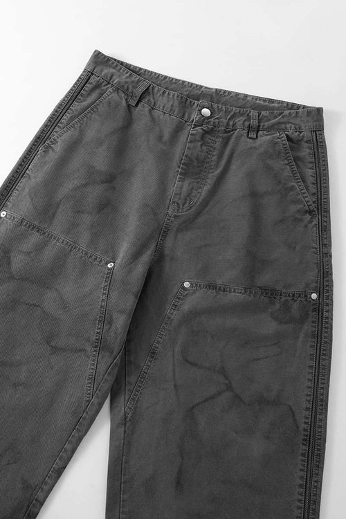 Ripple-Washed Utility Pants - Gray