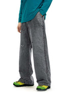 Distressed Splash-Ink Carpenter Pants - Black
