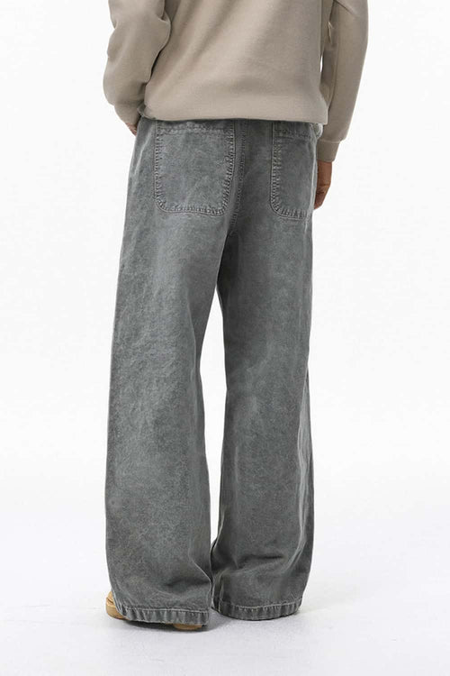 Distressed Splash-Ink Carpenter Pants - Black