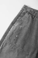 Distressed Splash-Ink Carpenter Pants - Black