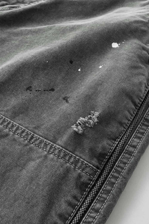 Distressed Splash-Ink Carpenter Pants - Black