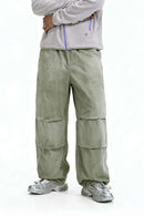 Washed Splash-Ink Parachute Pants - Matcha