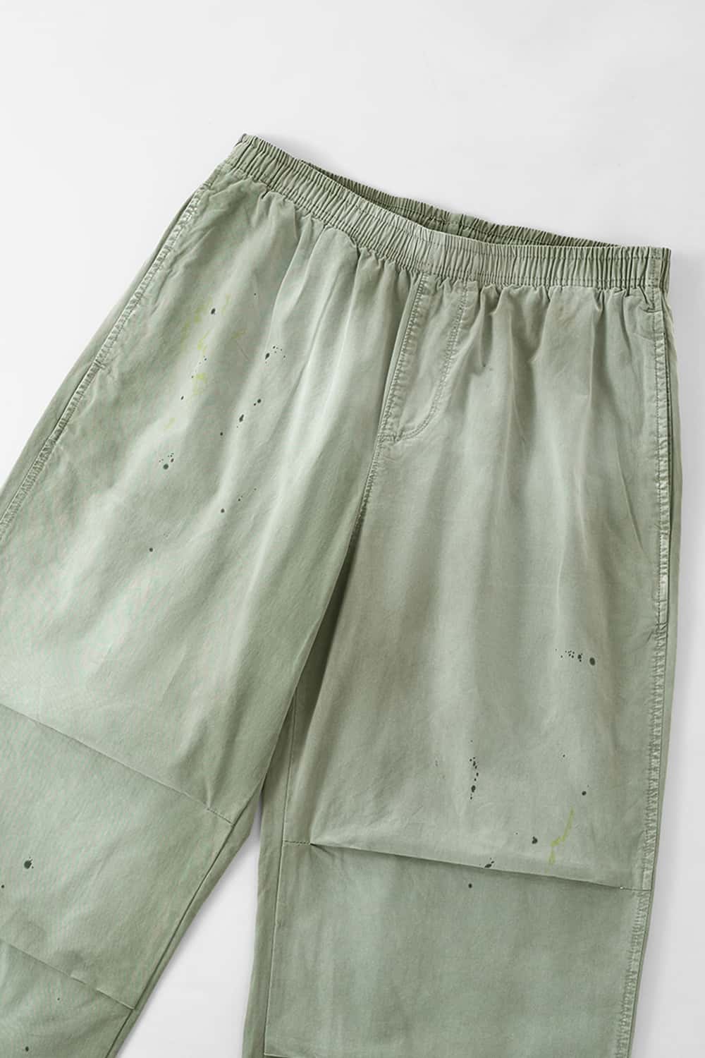 Washed Splash-Ink Parachute Pants - Matcha