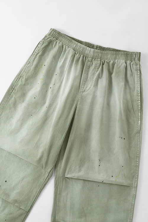 Washed Splash-Ink Parachute Pants - Matcha