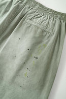 Washed Splash-Ink Parachute Pants - Matcha