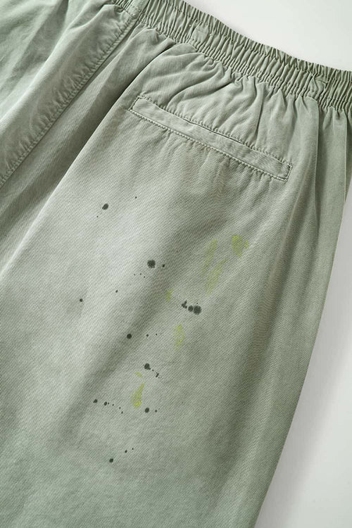 Washed Splash-Ink Parachute Pants - Matcha