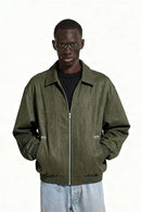 Crinkled Faux Leather Zip Jacket - Green