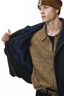Cropped Fleece Zip-Up Hoodie - Black