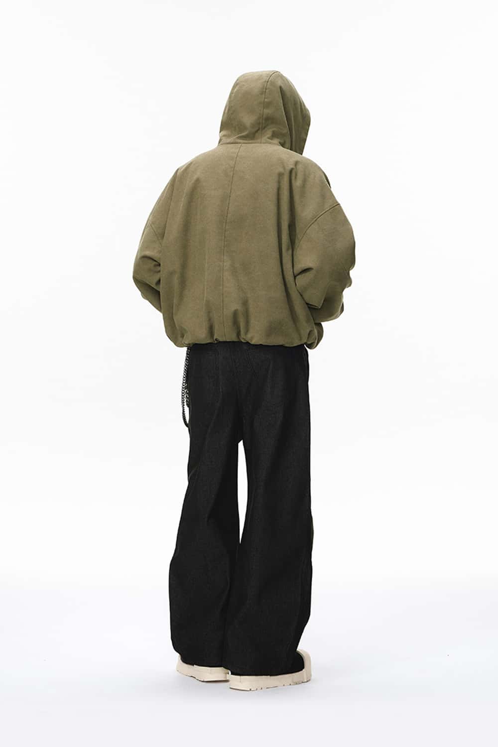 Cropped Fleece Zip-Up Hoodie - Green