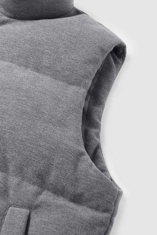 Heavyweight Textured Knit Puffer Vest - Flower Gray