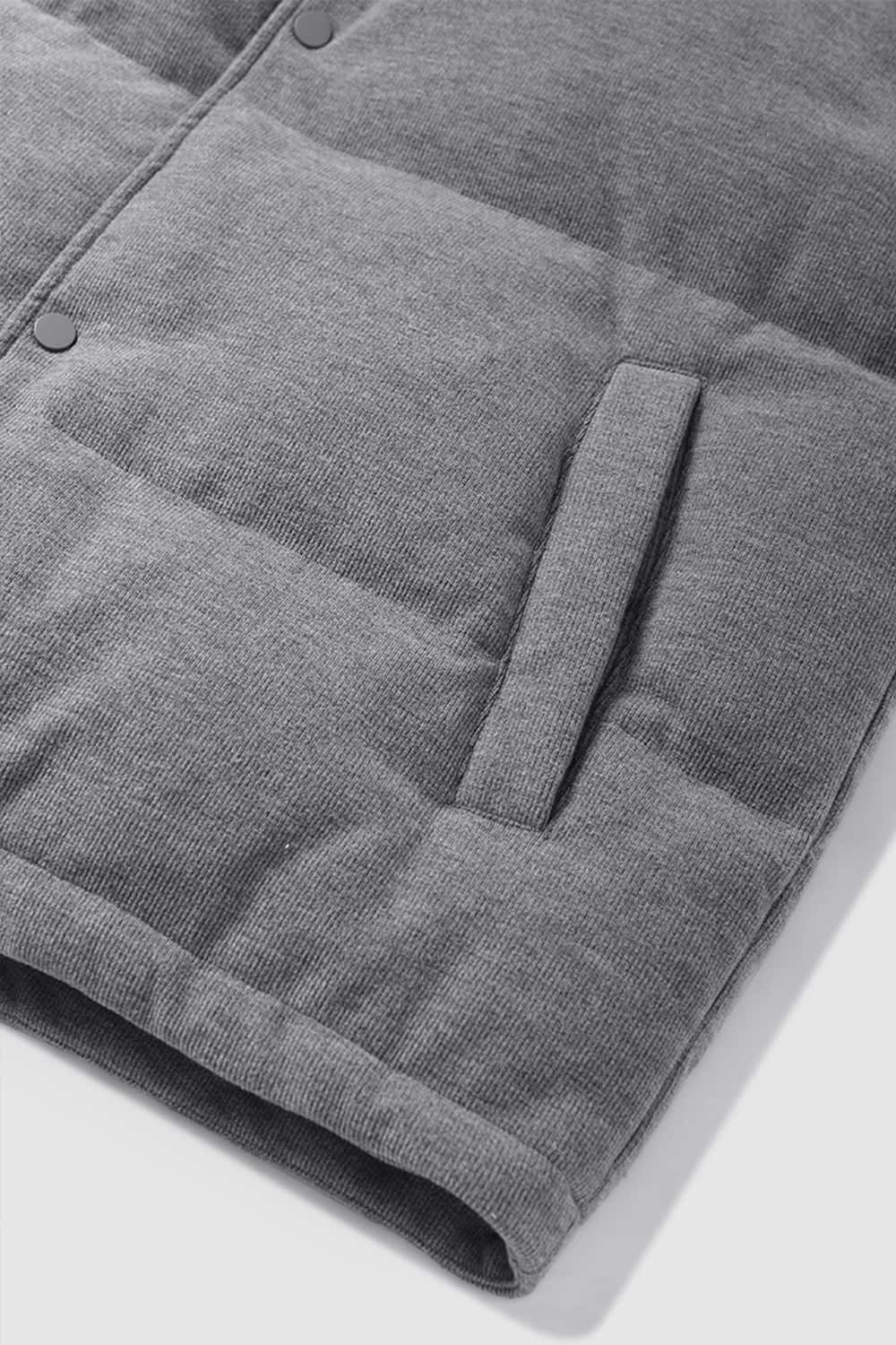 Heavyweight Textured Knit Puffer Vest - Flower Gray