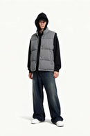 Heavyweight Textured Knit Puffer Vest - Flower Gray