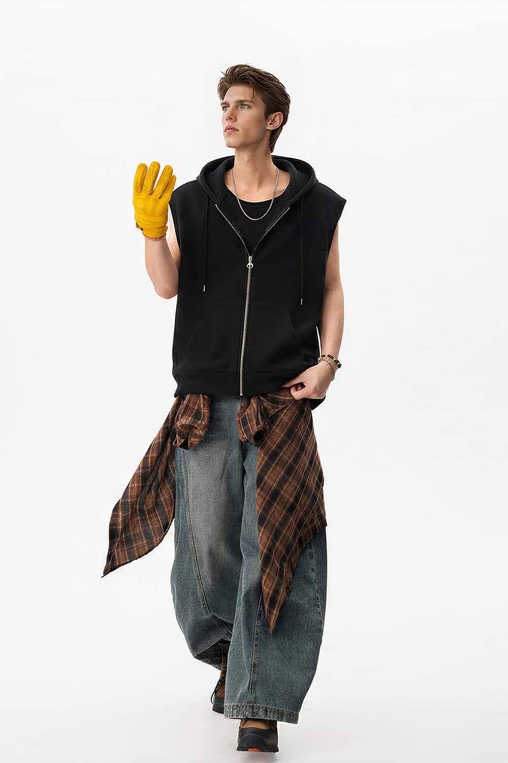 Heavyweight Double-Zip Sleeveless Hoodie - Active Black