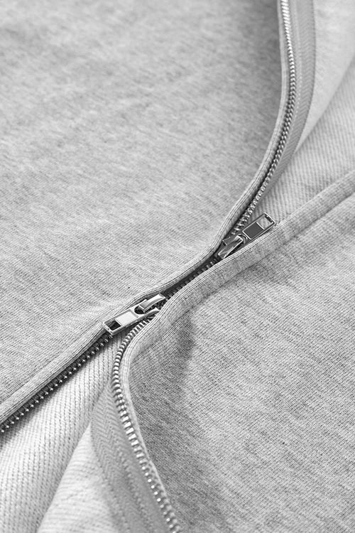 Heavyweight Double-Zip Sleeveless Hoodie - Flower Gray