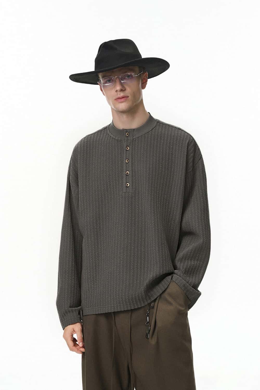 Premium Henley Long-Sleeve Thermal - Black