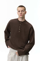 Premium Henley Long-Sleeve Thermal - Dark Brown