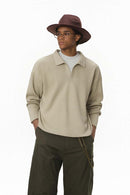 Vintage Layered Collar Long Sleeve Pullover - Oat Gray