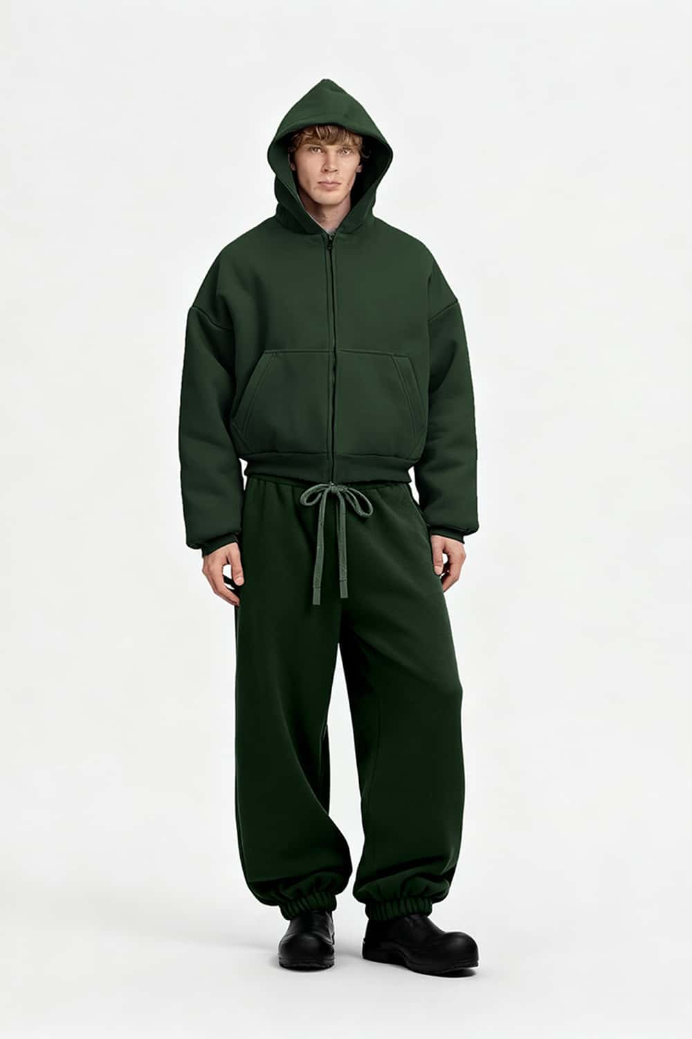 Heavyweight Fleece Jogger Sweatpants - Blackish Green