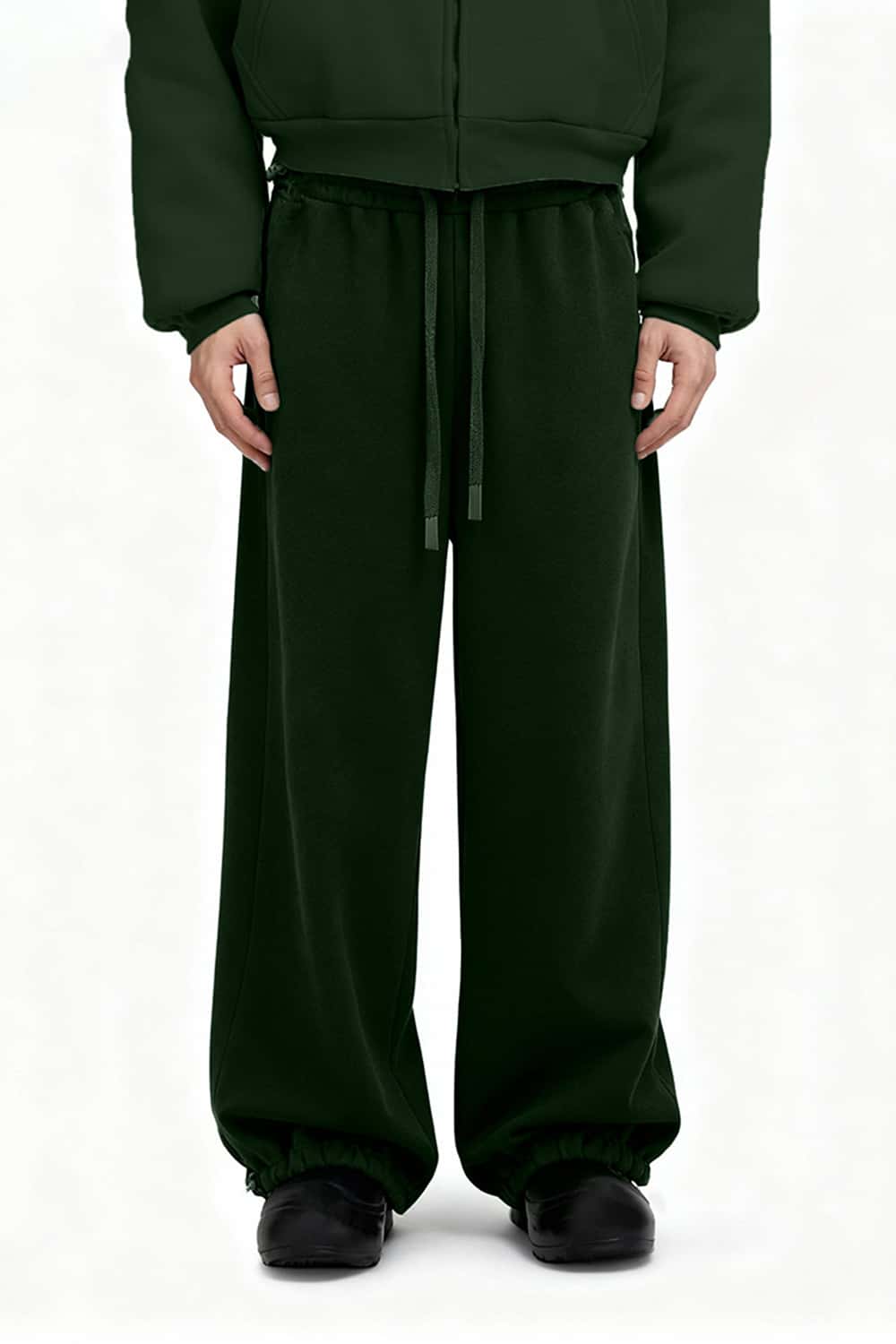 Heavyweight Fleece Jogger Sweatpants - Blackish Green