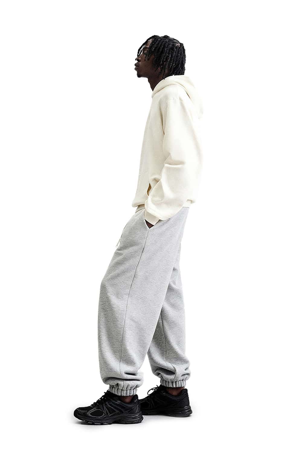 Heavyweight Fleece Jogger Sweatpants - Flower Gray