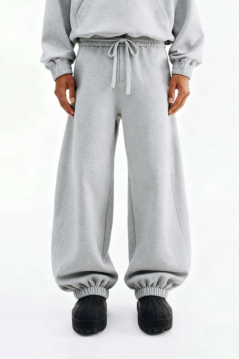 Heavyweight Fleece Jogger Sweatpants - Flower Gray