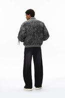 Camo Stand-Collar Puffer Jacket - Dark Gray
