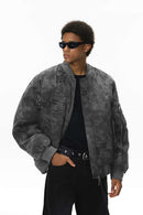 Camo Stand-Collar Puffer Jacket - Dark Gray
