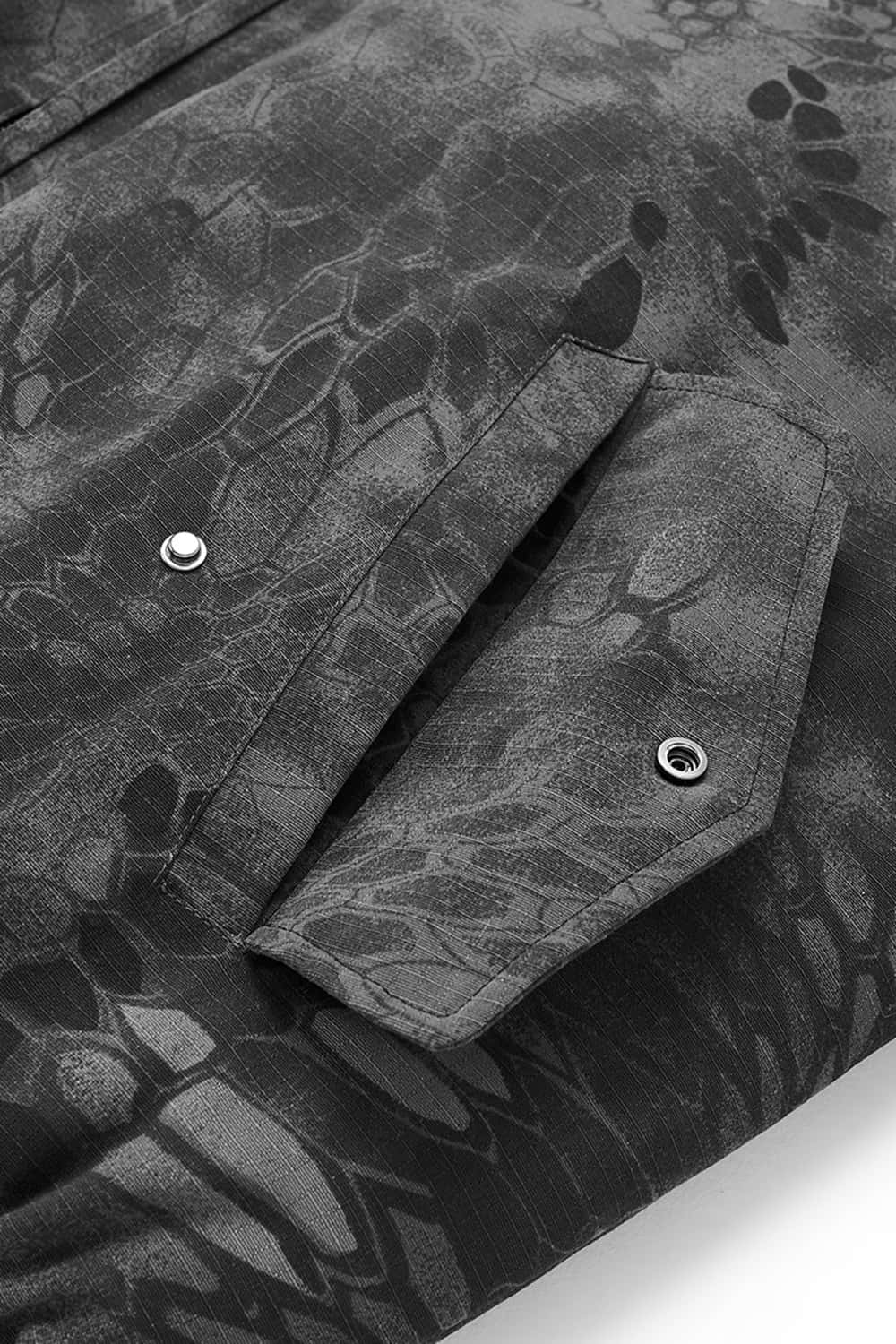 Camo Stand-Collar Puffer Jacket - Dark Gray