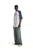 Studded Whisker-Wash Flare Jeans - Blue