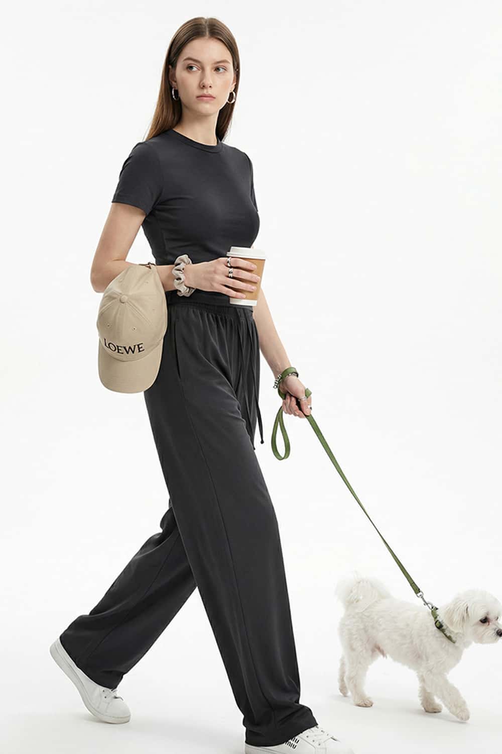 High-Stretch Tailored Cropped Tee - Black