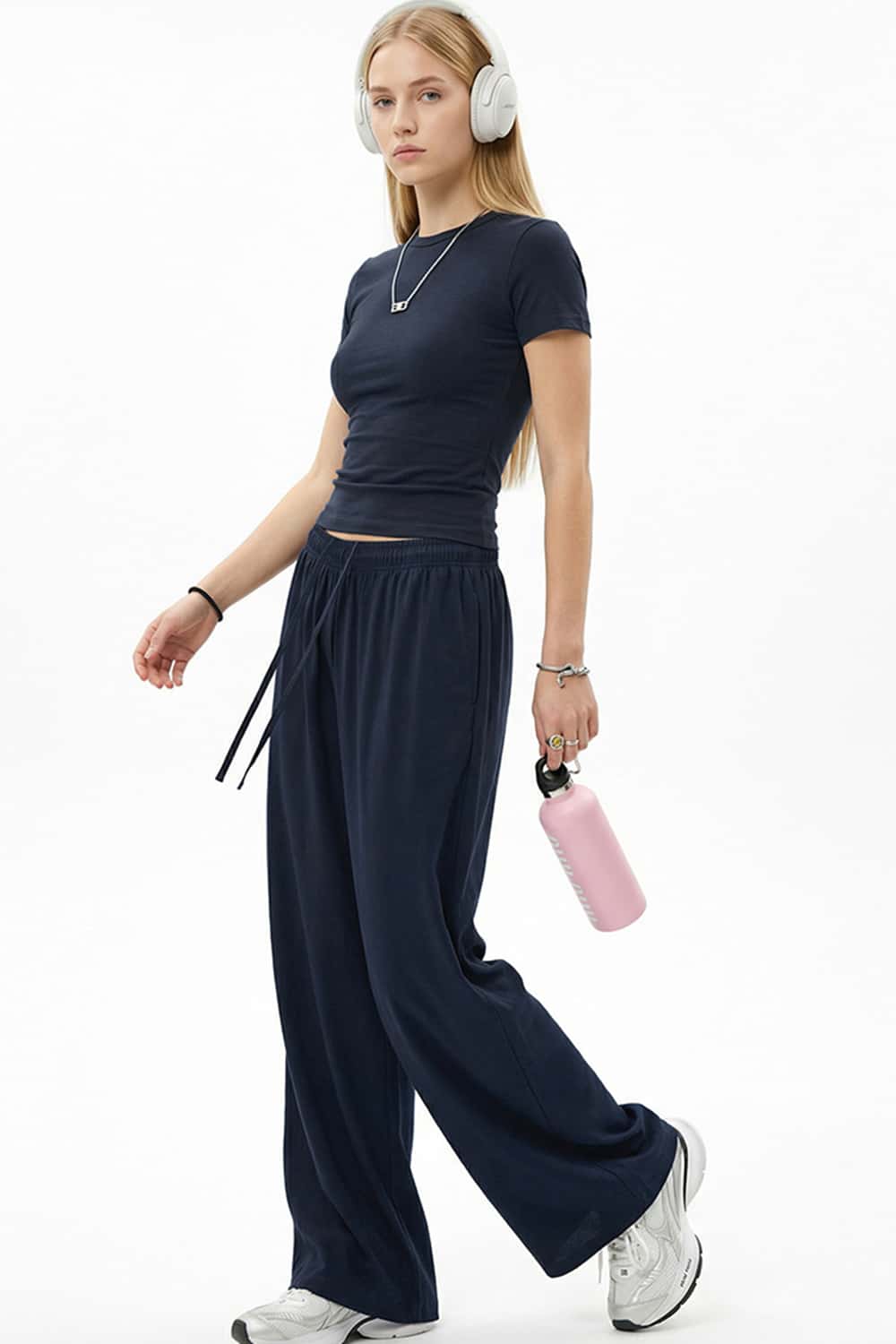 High-Stretch Tailored Cropped Tee - Blue